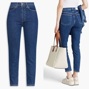 NWT Redone 90s High Rise Ankle Crop in Western ( dark wash ) Rinse Re/Done Denim